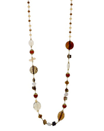 Agate Shell Glass Beaded Necklace Brown Necklaces Sun Accessories
