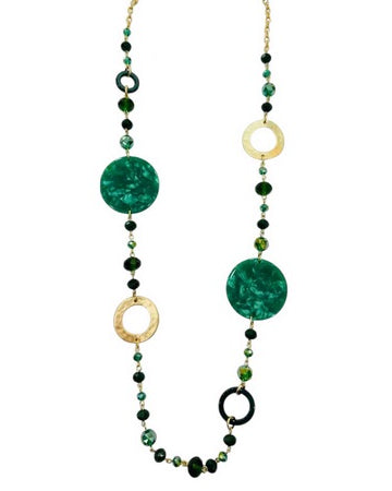 Resin Metal Beaded Necklace Green Necklaces Sun Accessories
