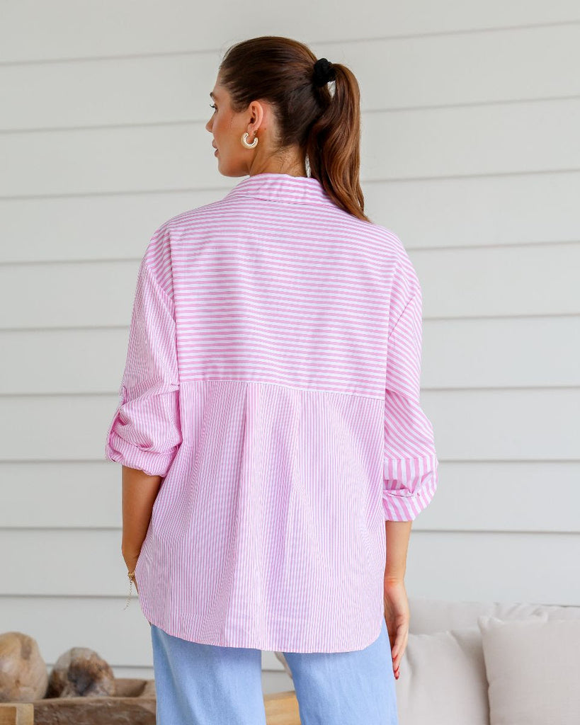 Striped Cotton Shirt Pink - Global Free Style
