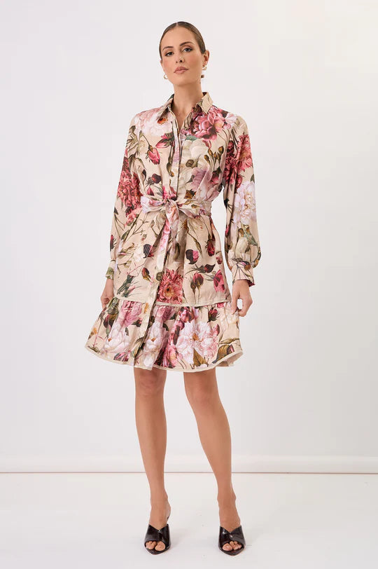 Nathalia Linen Floral Dress Print Dresses Adorne