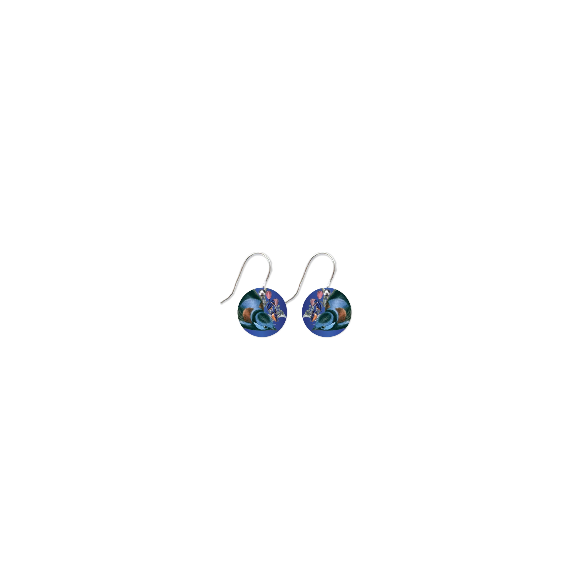 Native Birds Kingfisher Blue Small Circle Drop Earring Earrings Moe Moe