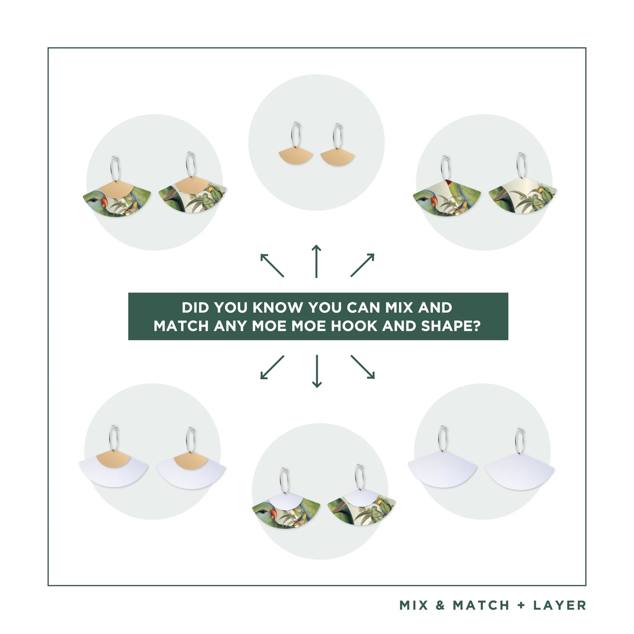 Native Birds Parrot & Pardalote Layered Fan Hoop Earring Earrings Moe Moe