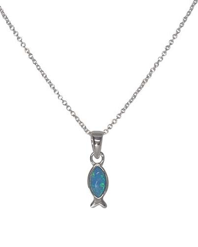 Fish Necklace Silver/Blue Necklaces Fabienne