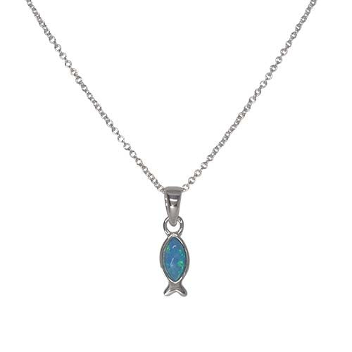 Fish Necklace Silver/Blue Necklaces Fabienne