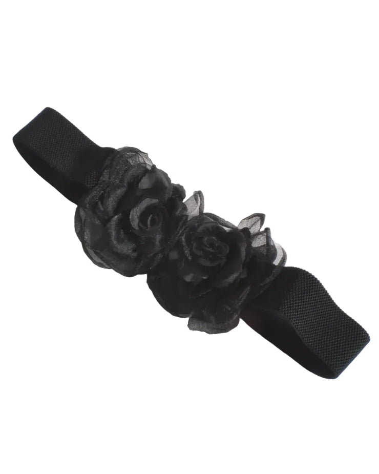 Organza Flower Front Event Belt Black Belts Adorne