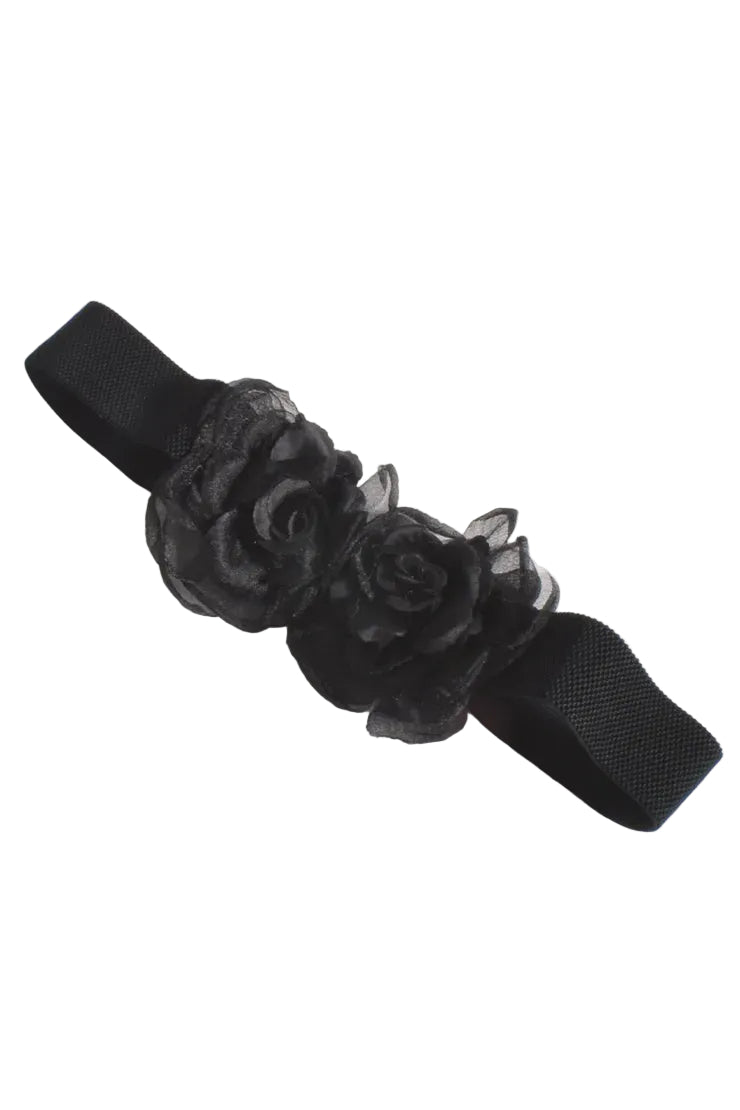 Organza Flower Front Event Belt Black Belts Adorne