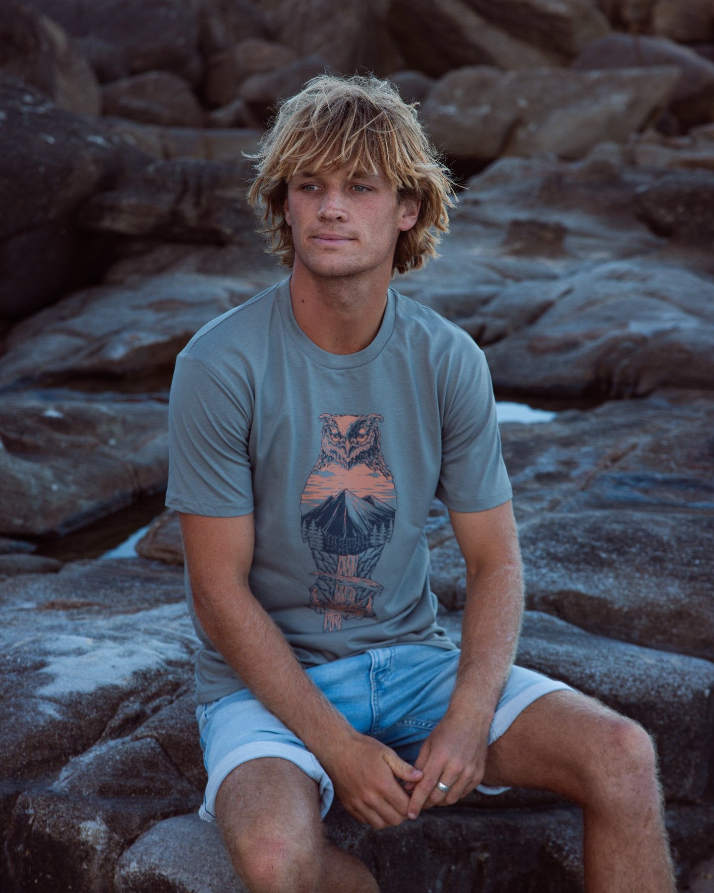 Owl Country Granite T Shirt Mens Tops Skumi