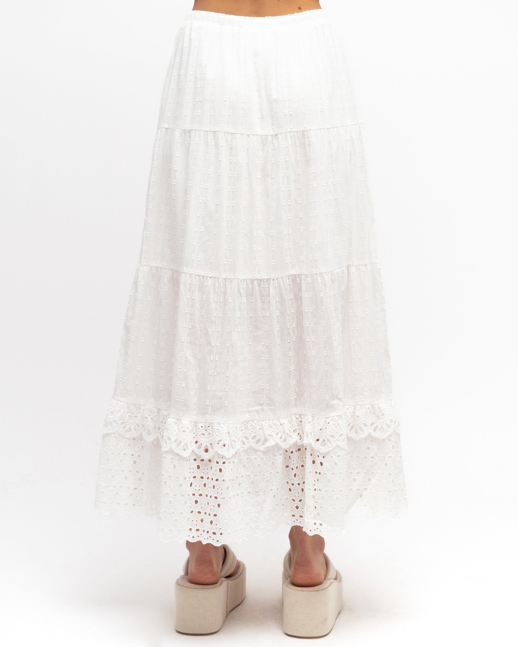 Boho Midi Skirt White Skirts Paper Heart XS(6)