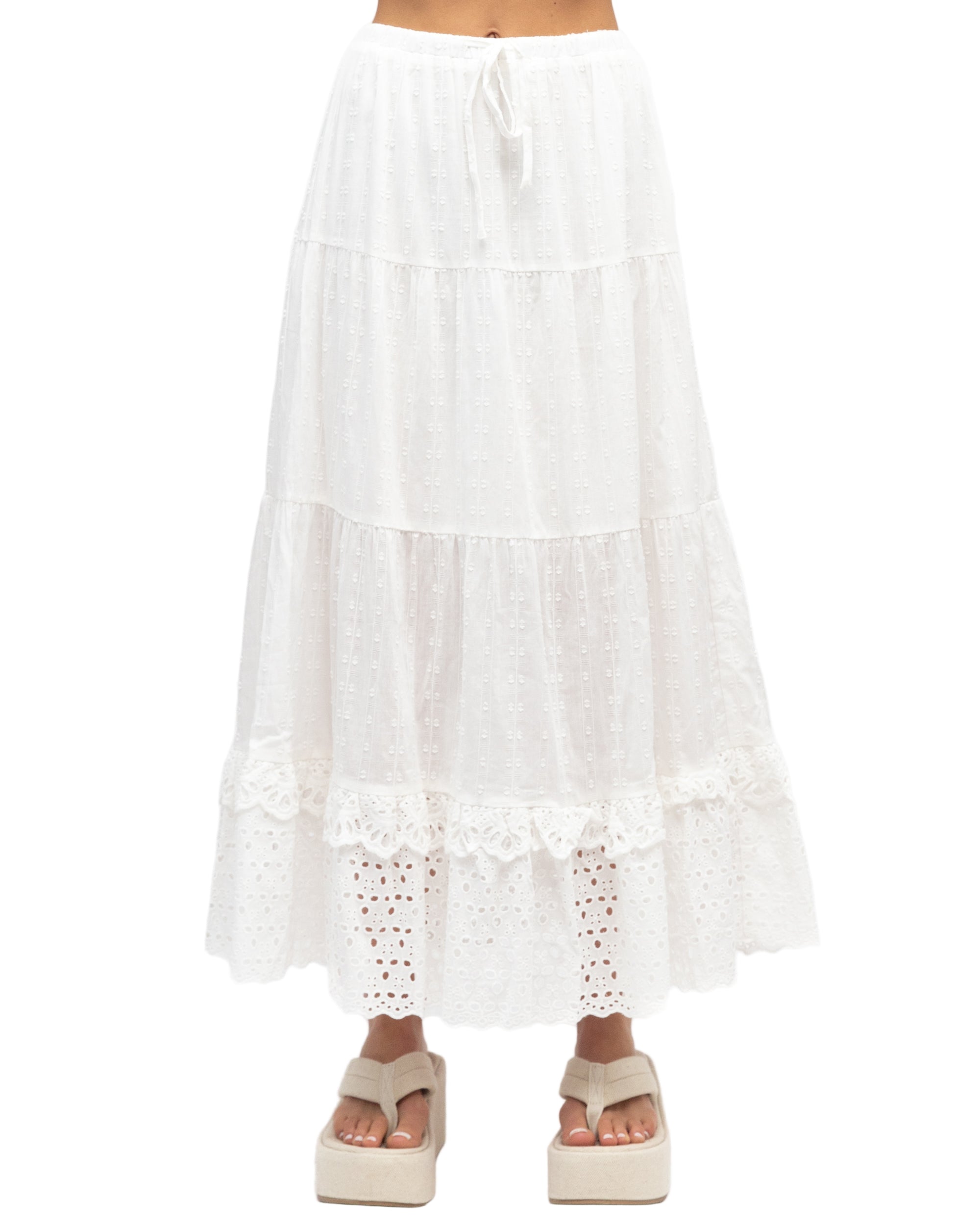 Boho Midi Skirt White Skirts Paper Heart