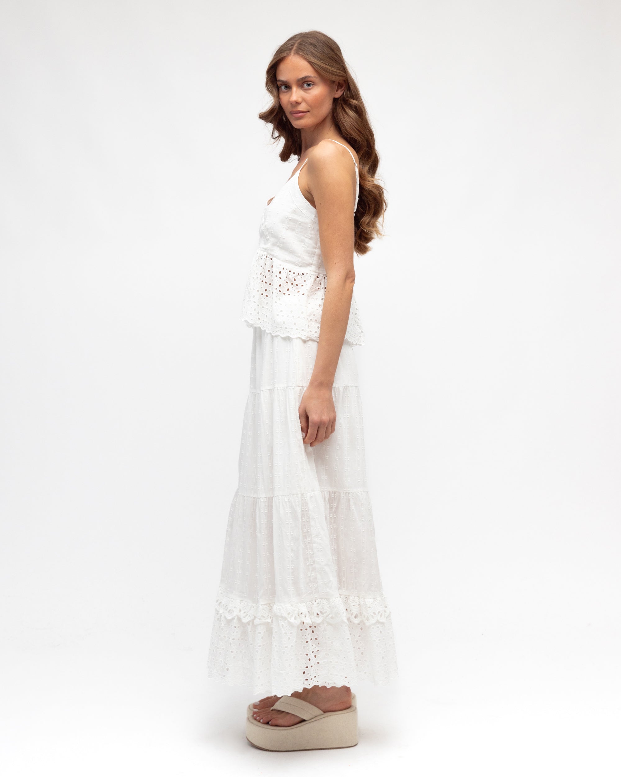 Boho Midi Skirt White Skirts Paper Heart