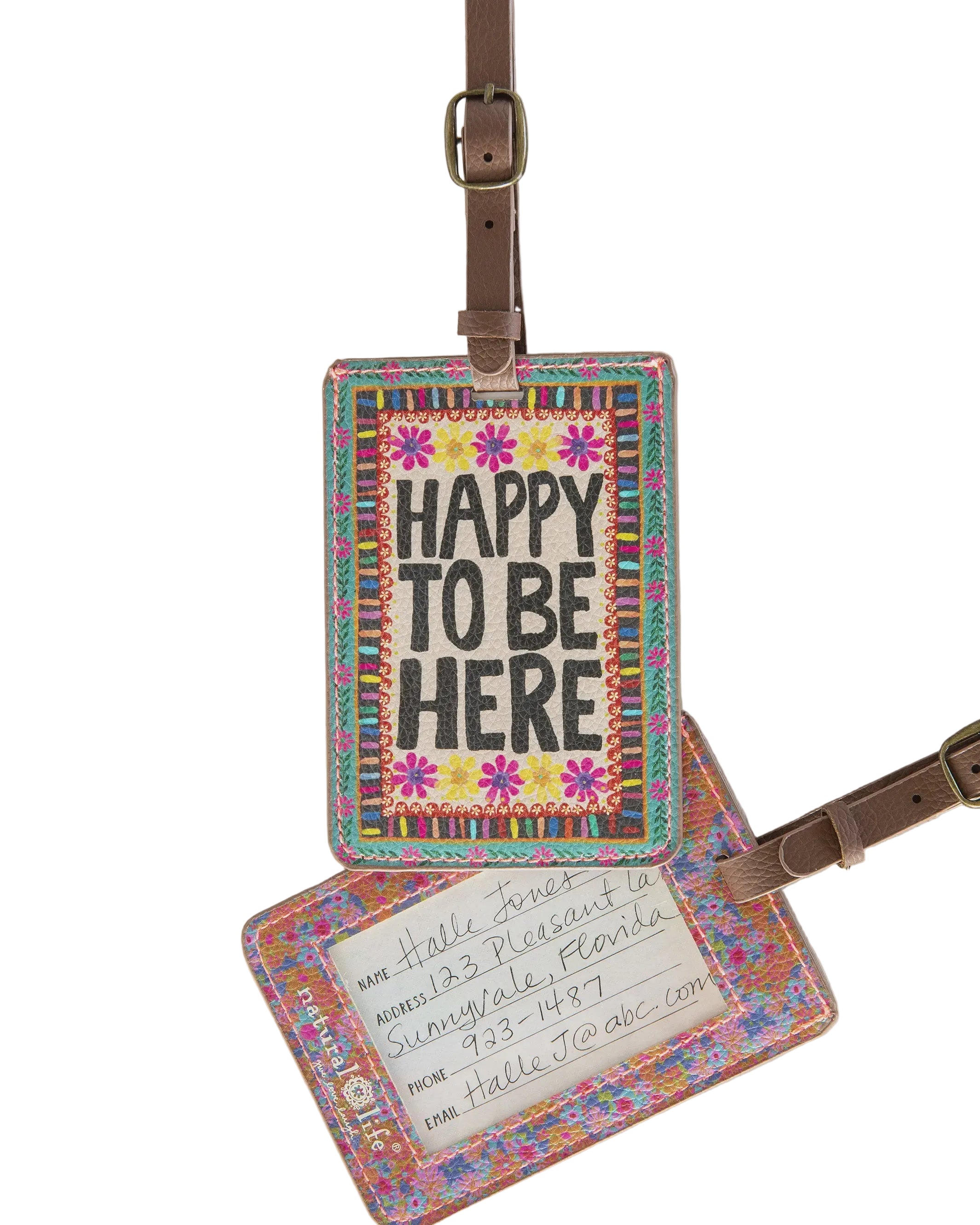 Travel Happy Luggage Tag Happy Here Gifts and Accessories Natural Life