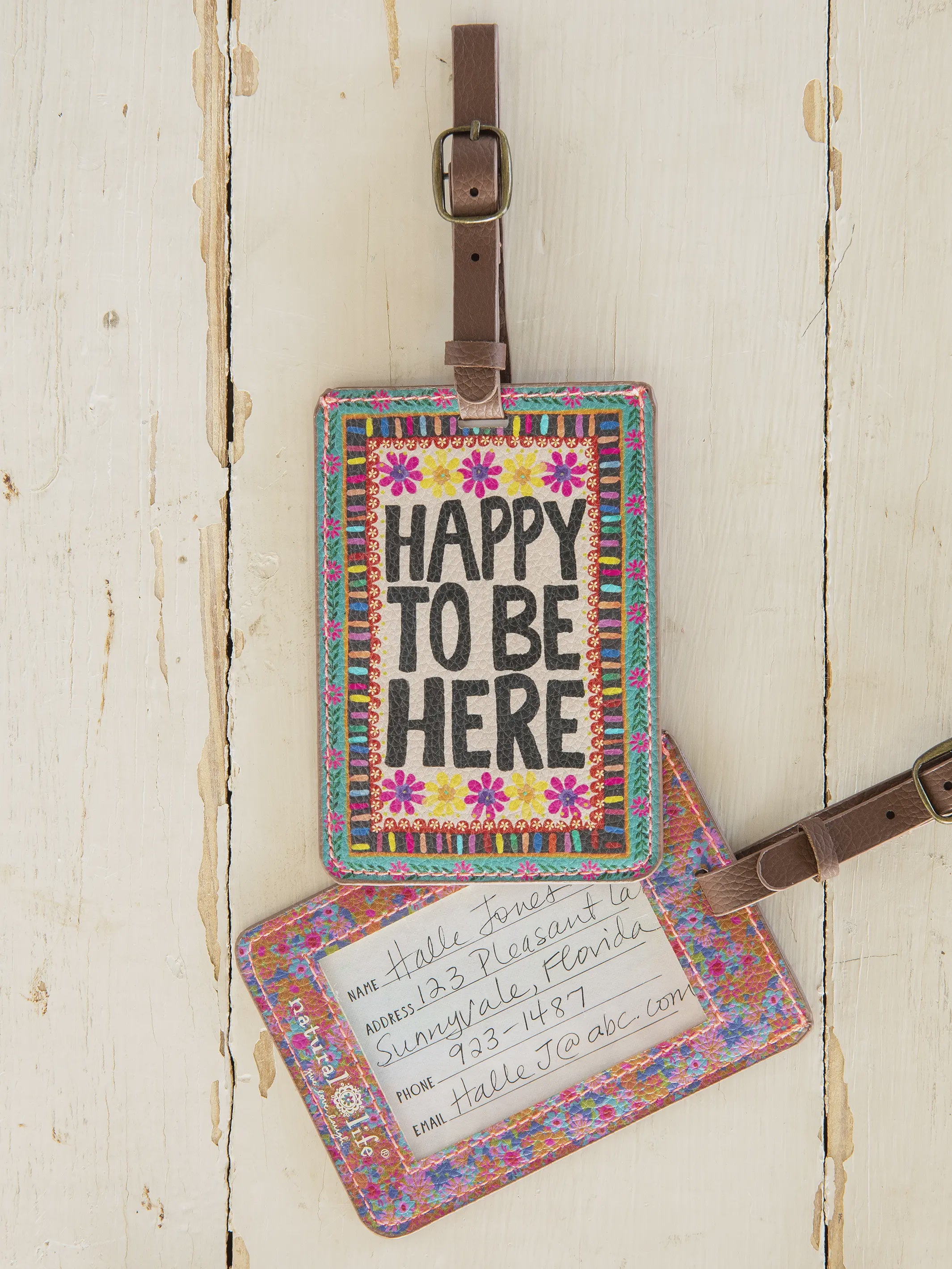 Travel Happy Luggage Tag Happy Here Gifts and Accessories Natural Life