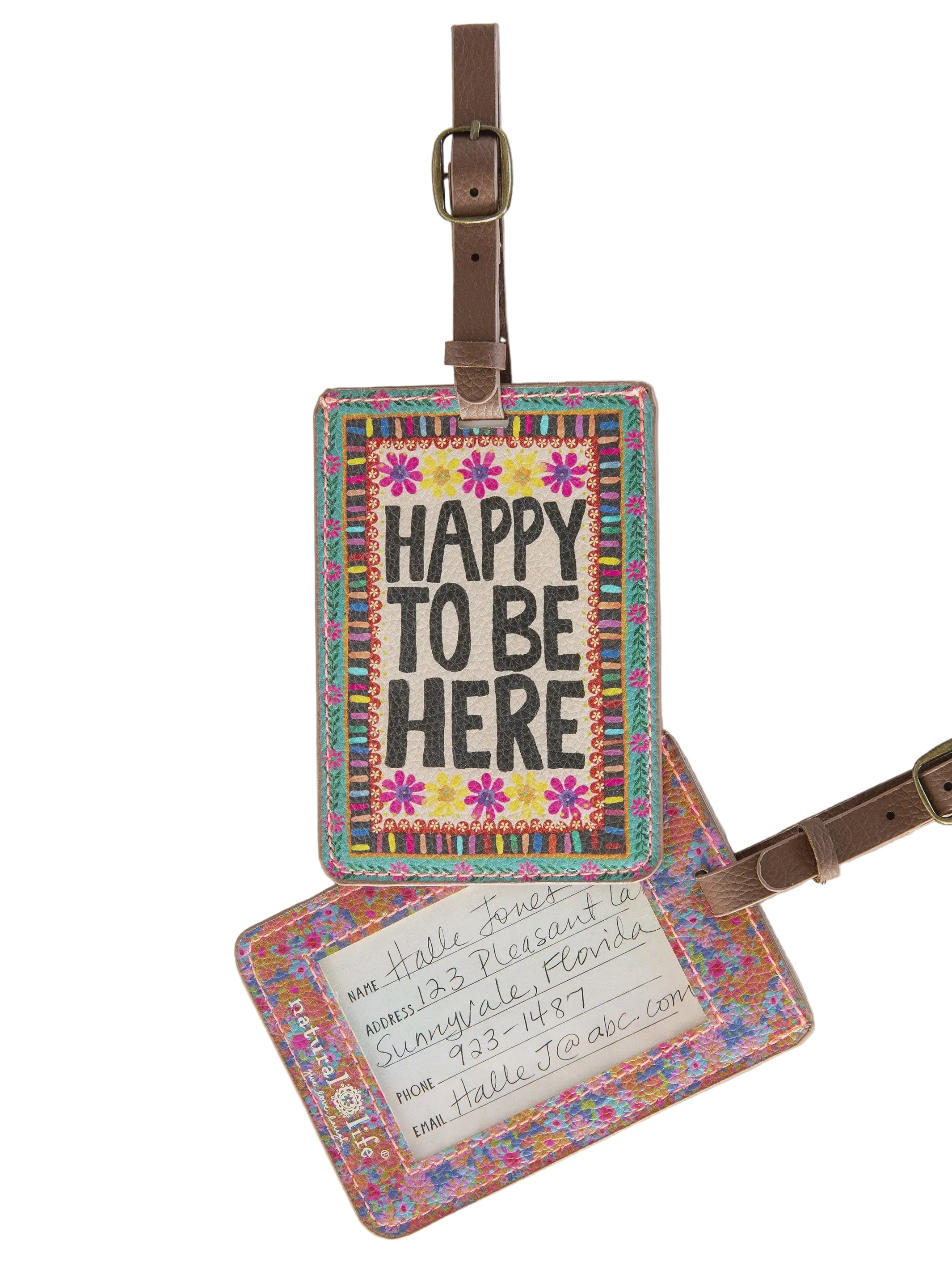 Travel Happy Luggage Tag Happy Here Gifts and Accessories Natural Life