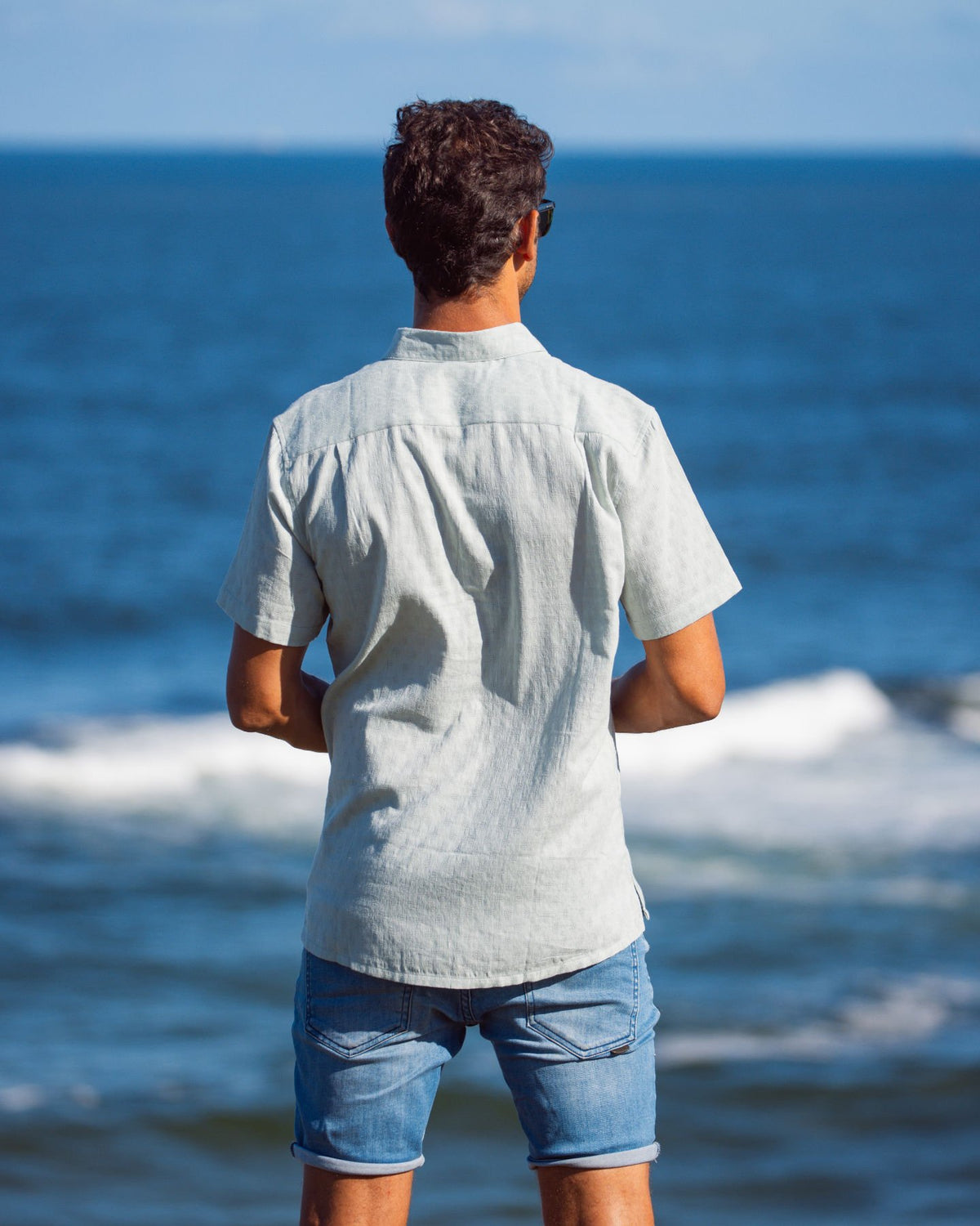 Panama Weave Sky Blue Mens Shirt - Global Free Style