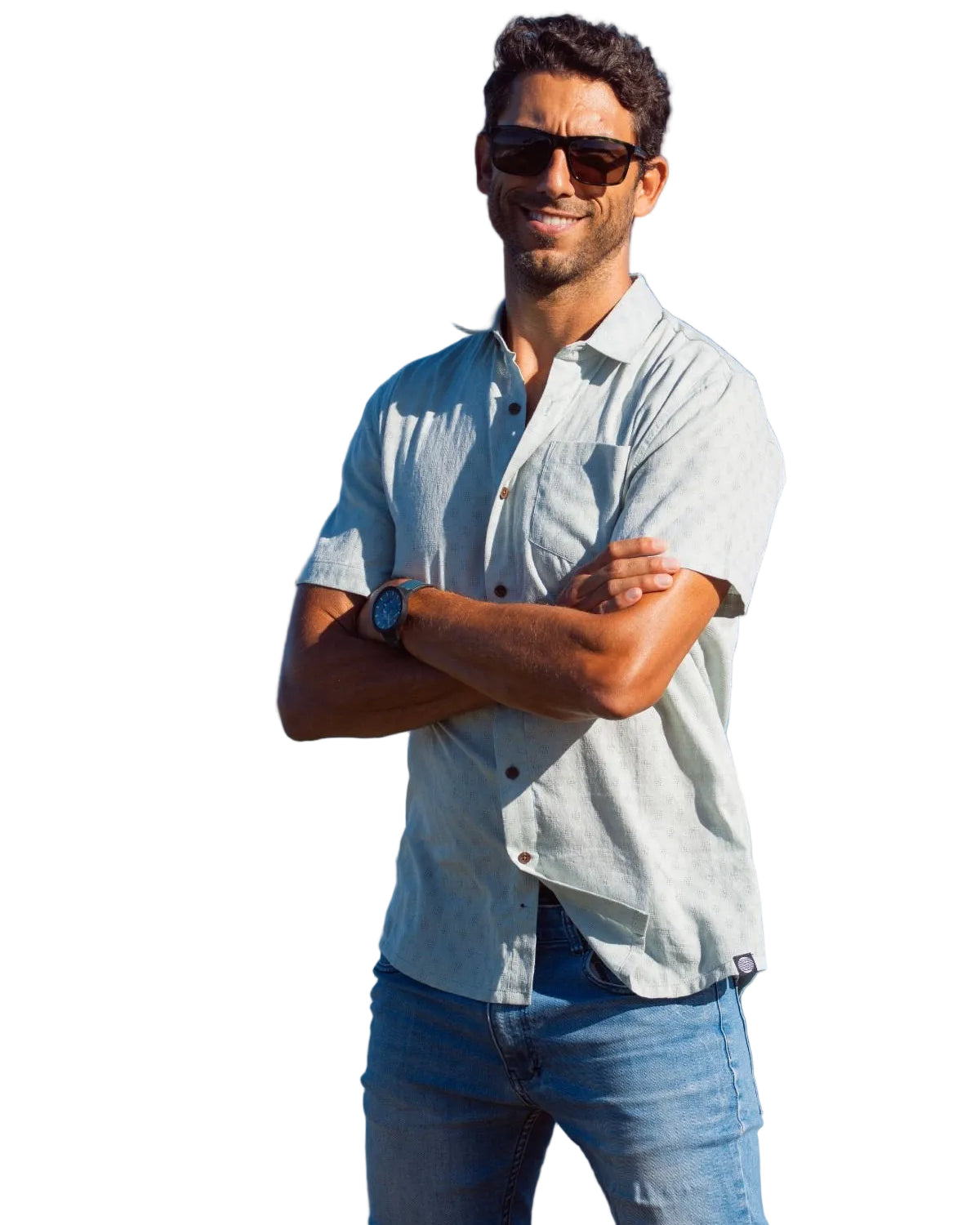 Panama Weave Sky Blue Mens Shirt - Global Free Style