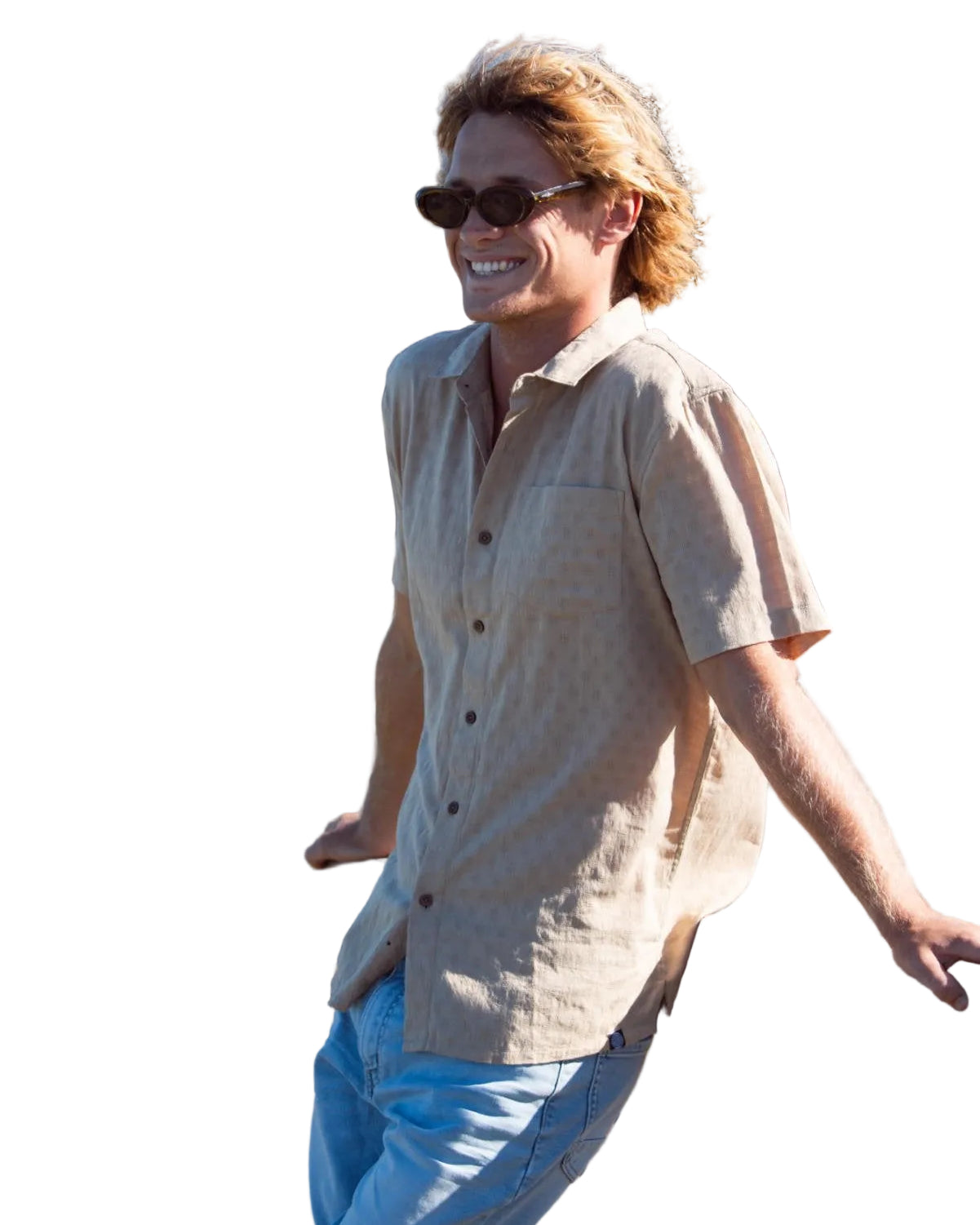 Panama Weave Tan Mens Shirt Mens Tops Skumi S