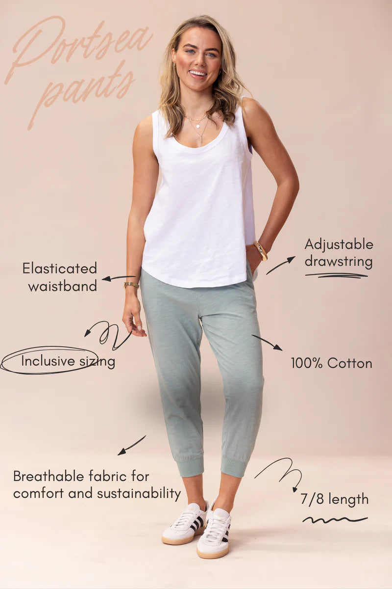 Portsea Pants 7/8 Sage Bottoms Jovie The Label