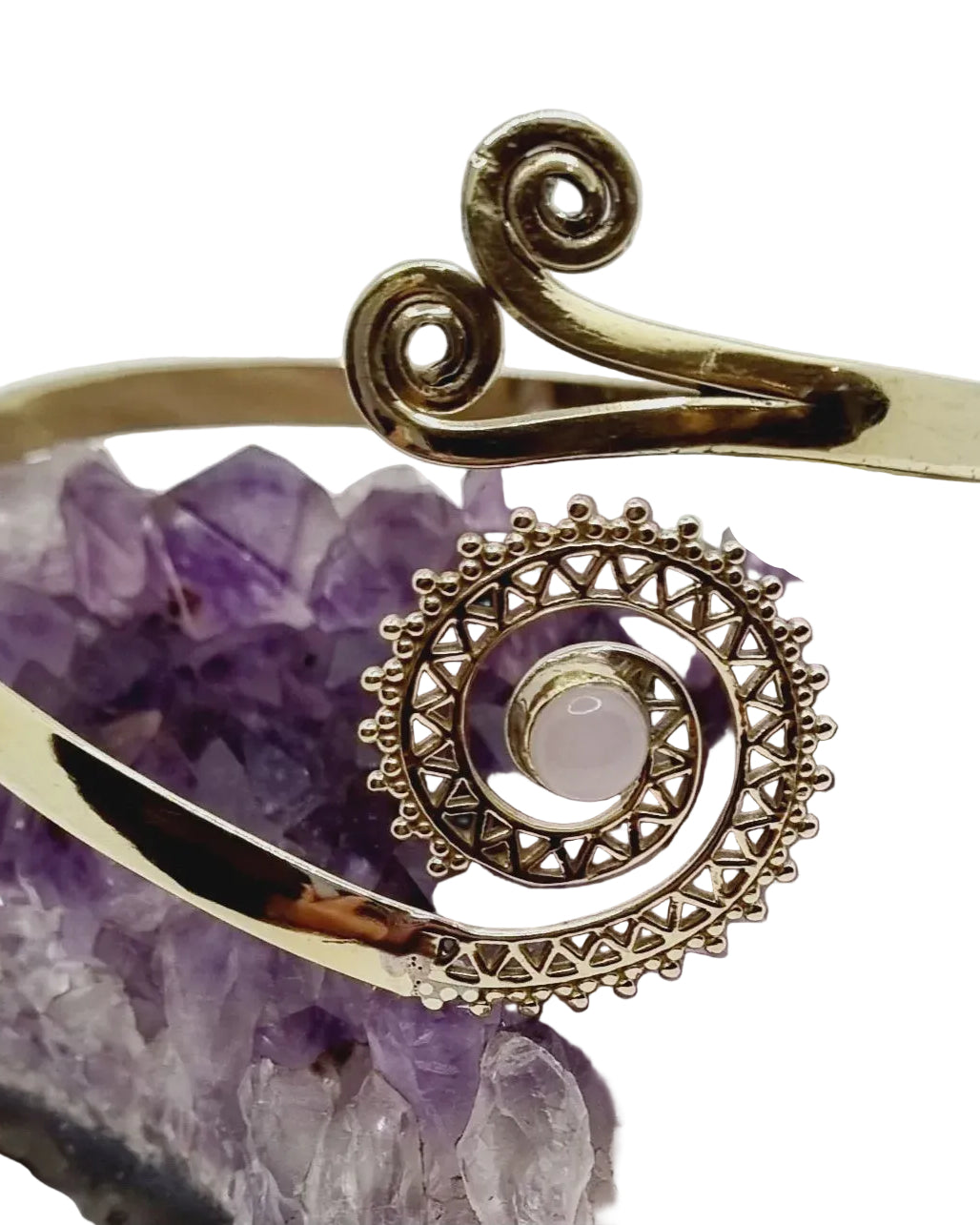 Brass Upper Arm Bangle with Crystals Bracelets and Bangles Ombak
