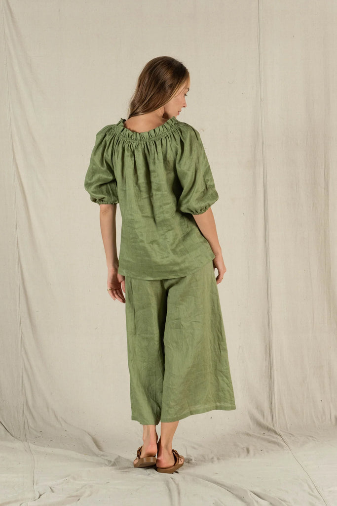 Fea Linen Top Green - Global Free Style
