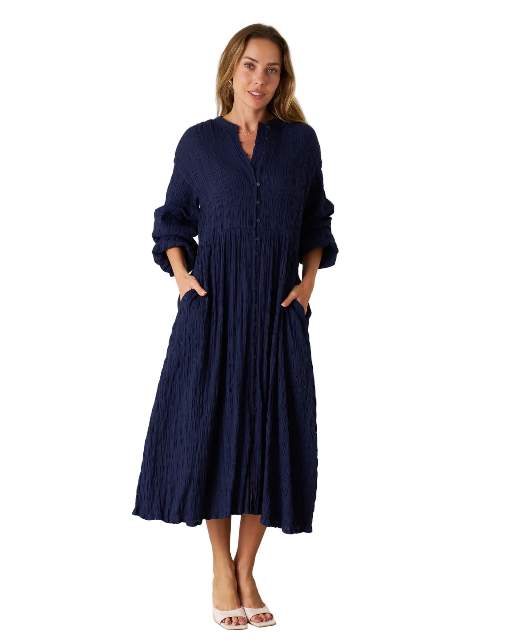 Elissa Cotton Maxi Dress Midnight Blue Dresses Valeria Label S(8)