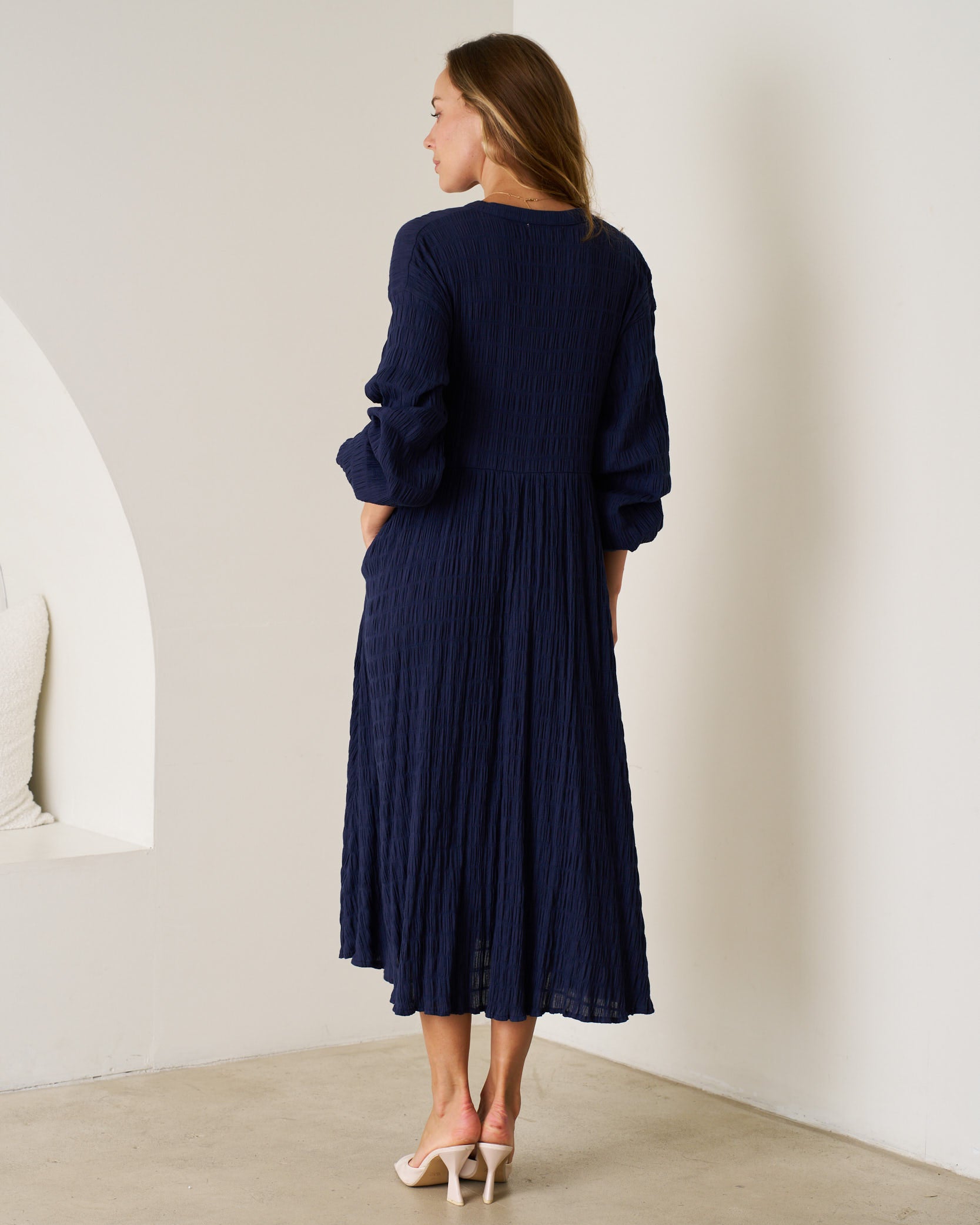 Elissa Cotton Maxi Dress Midnight Blue Dresses Valeria Label