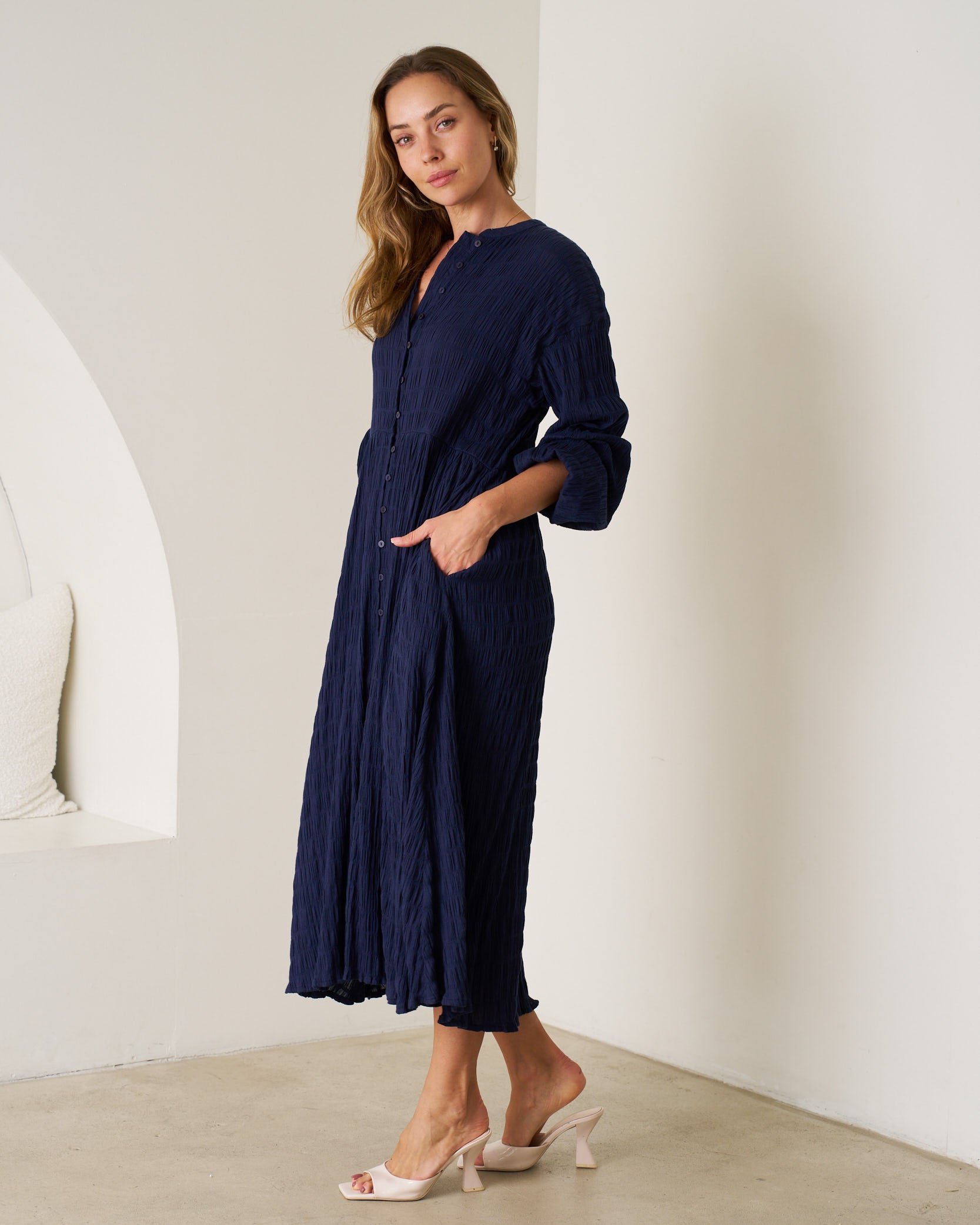 Elissa Cotton Maxi Dress Midnight Blue Dresses Valeria Label