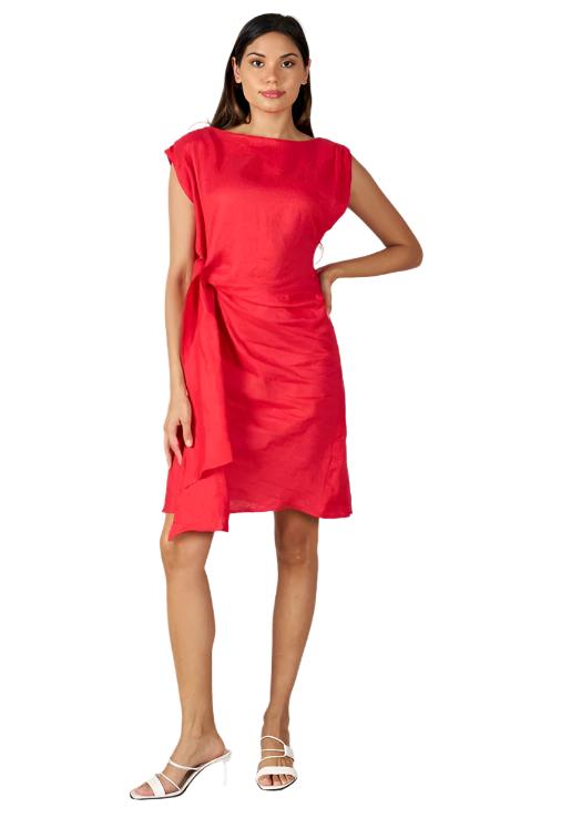 Rihanna Linen Dress Red Dresses Valeria Label