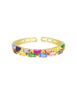 Double Band Crystal Rainbow Ring Rings Tiger Tree