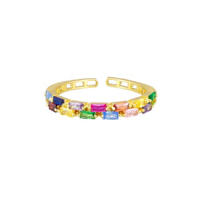 Double Band Crystal Rainbow Ring Rings Tiger Tree