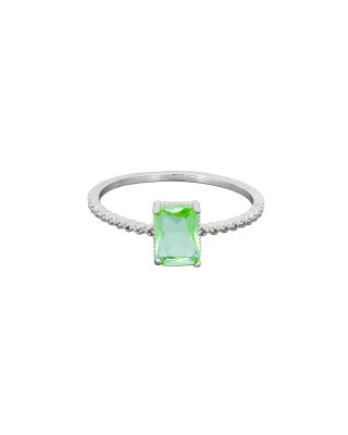 Silver Green Crystal Ring Rings Tiger Tree