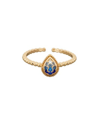 Blue Faded Crystal Teardrop Ring Rings Tiger Tree