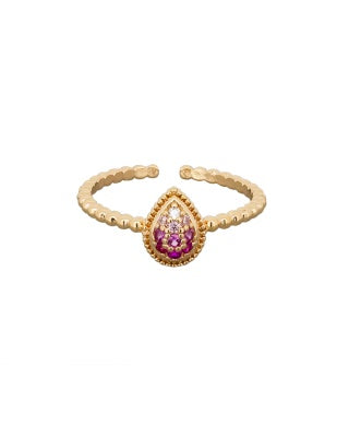 Pink Faded Crystal Teardrop Ring Rings Tiger Tree