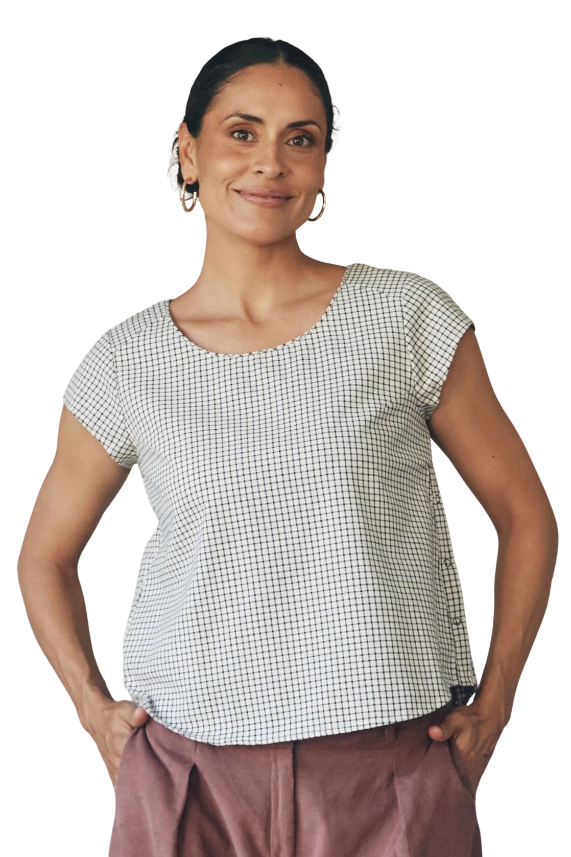 Remi Top White Check Tops MahaShe
