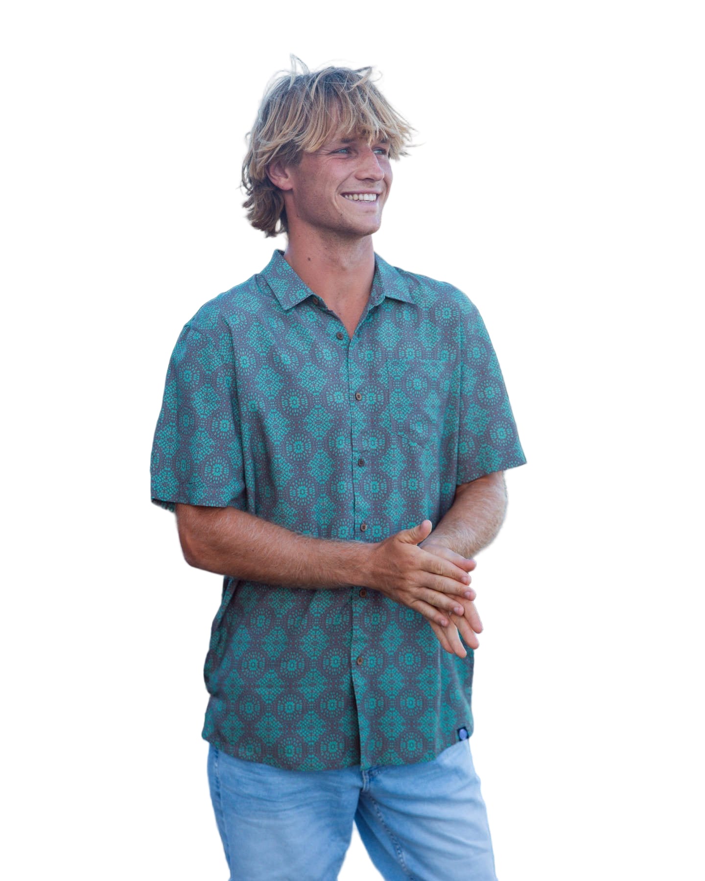 Rep Tiles Aqua Green Mens Shirt Mens Tops Skumi M