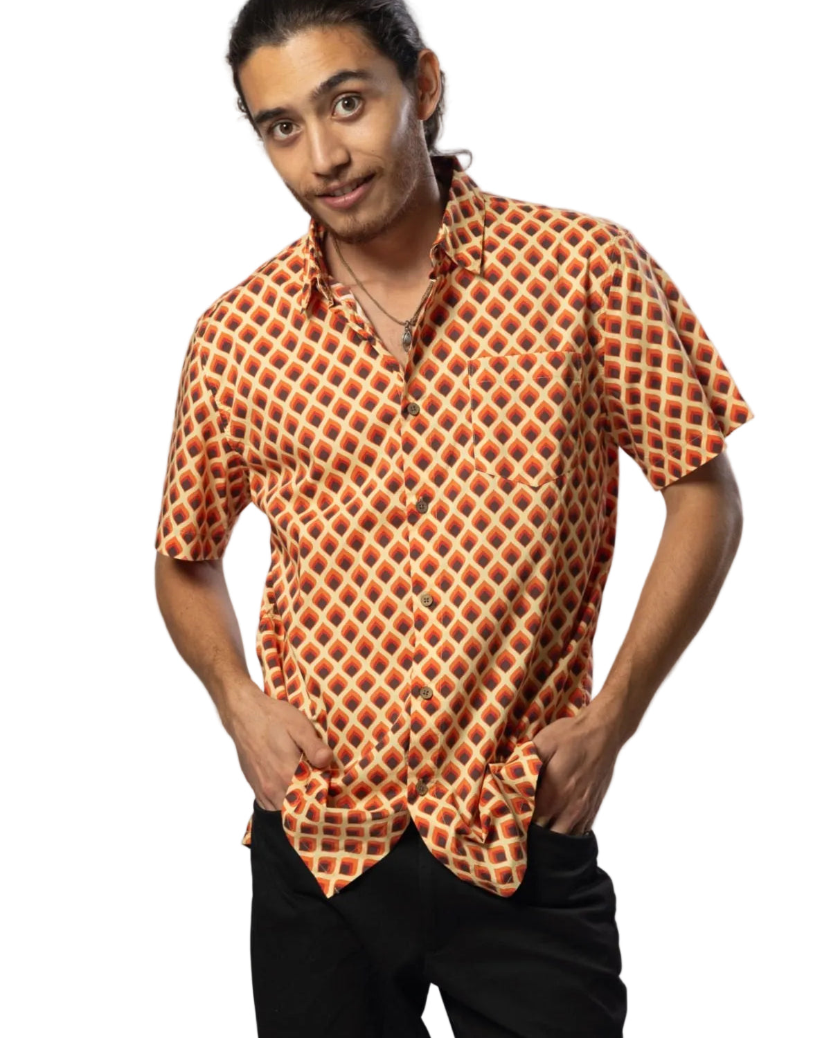 Retro Flame Cotton Mens Shirt - Global Free Style
