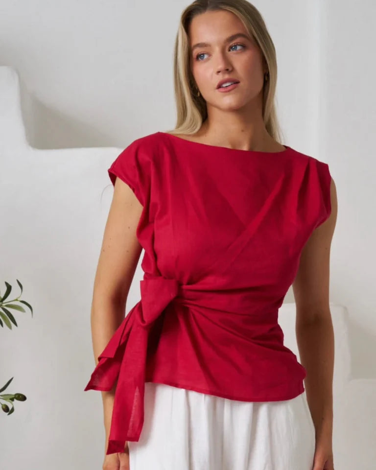 Rihanna Top Berry Red Tops Valeria Label