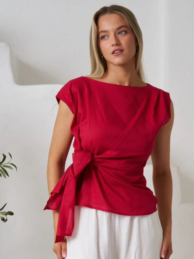 Rihanna Top Berry Red Tops Valeria Label