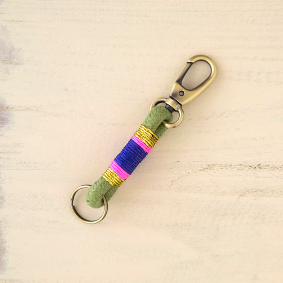 Rope Key Fob Olive Gold Purple Keyrings Natural Life