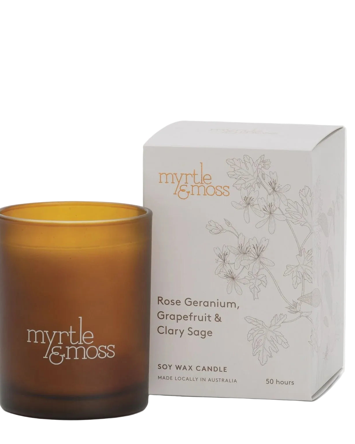 Soy Wax Candle Large Rose Geranium, Grapefruit & Clary Sage Gifts and Accessories Myrtle & Moss