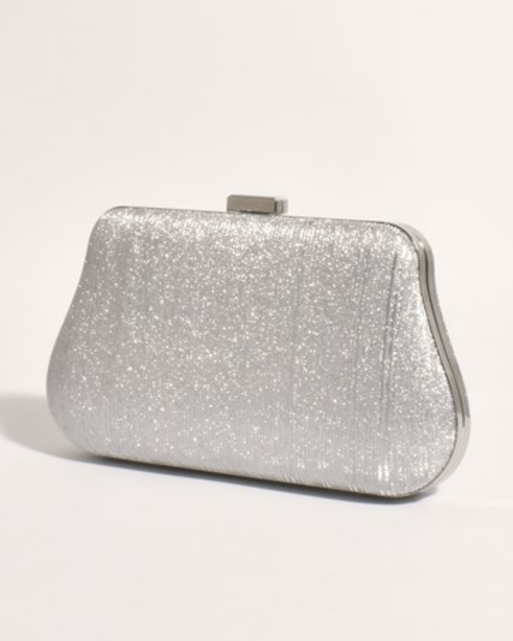 Roxy Deco Curved Structured Clutch Silver - Global Free Style