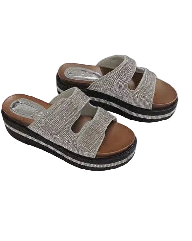 Skyler Leather Slides Silver Shoes Ameise 36
