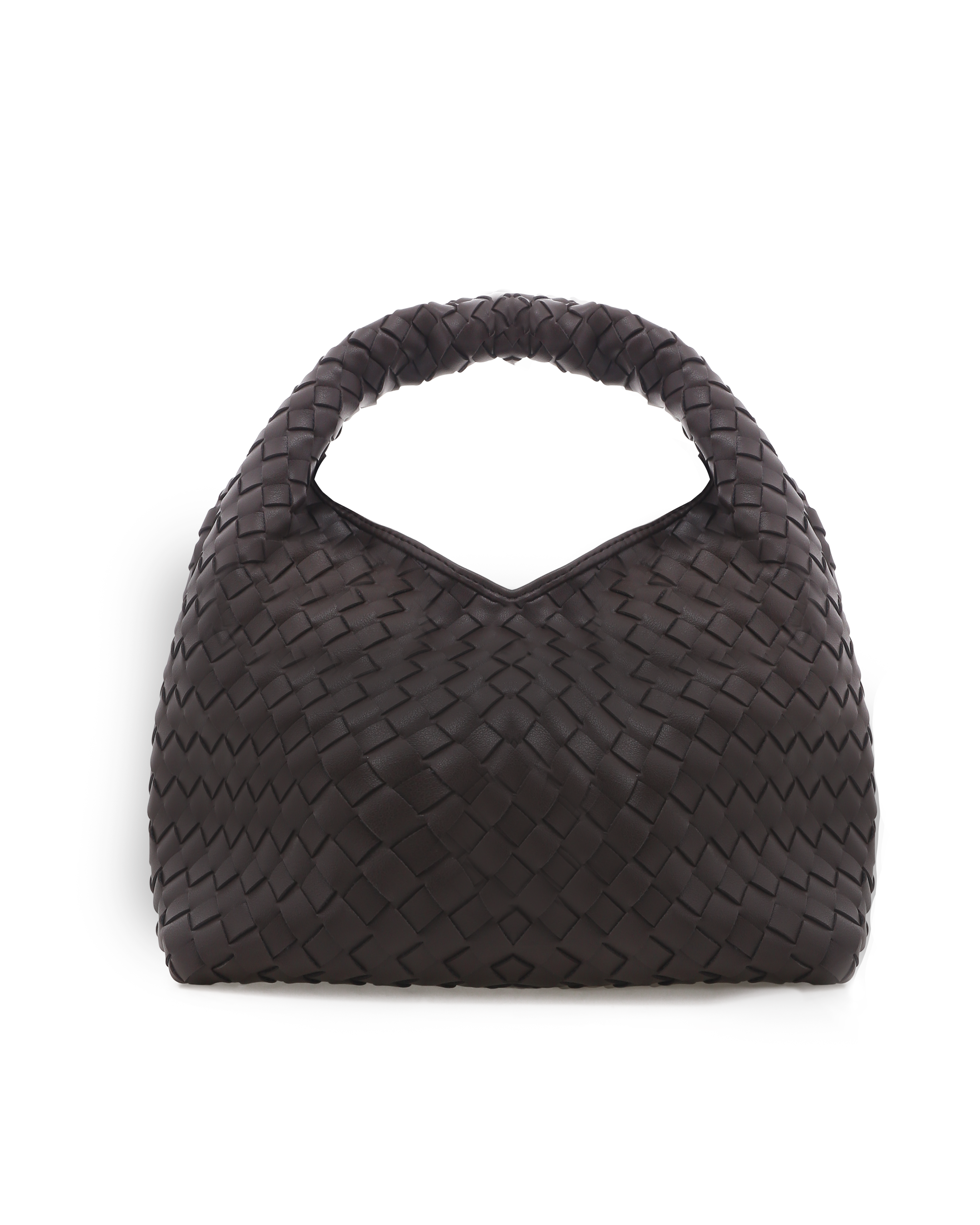 Solene Woven Handle Bag Chocolate Bags and Purses Billini