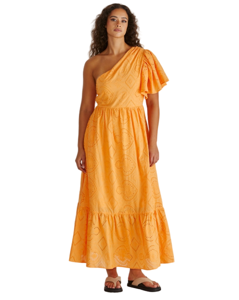 Riva One Shoulder Maxi Dress Orange Dresses Sass Clothing 8