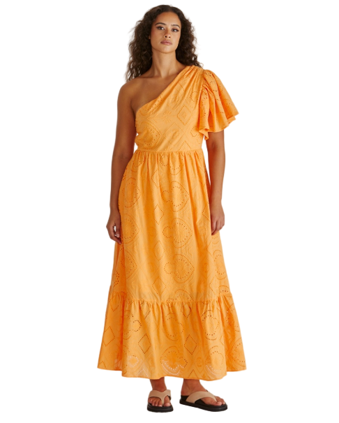 Riva One Shoulder Maxi Dress Orange Dresses Betty Basics 8