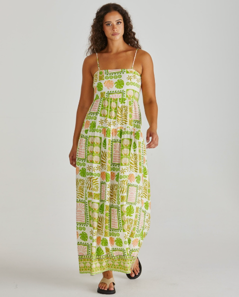 Emmett Maxi Dress Green Shell Patchwork Dresses Betty Basics