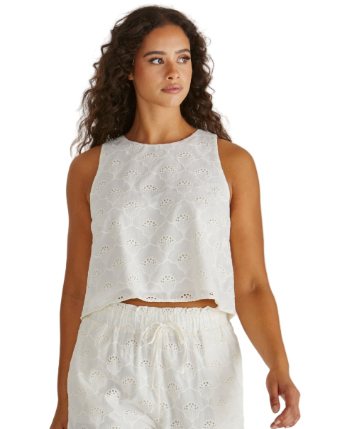Zimmy Broderie Tank Cream Tops Sass Clothing 8