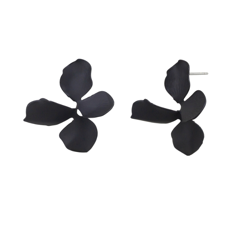 Black Twisted Flower Earrings Tiger Tree
