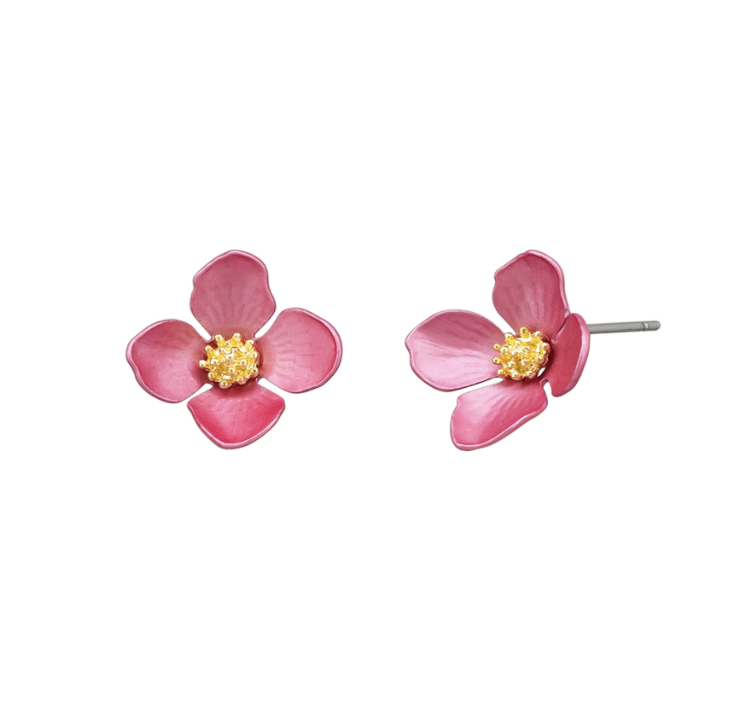 Pink Flower Earrings Tiger Tree