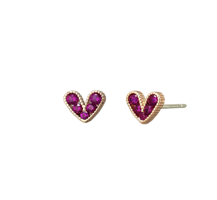 Pink Crystal Heart Earrings Earrings Tiger Tree