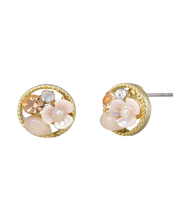 Pink Flower Crystal Bouquet Earrings Earrings Tiger Tree